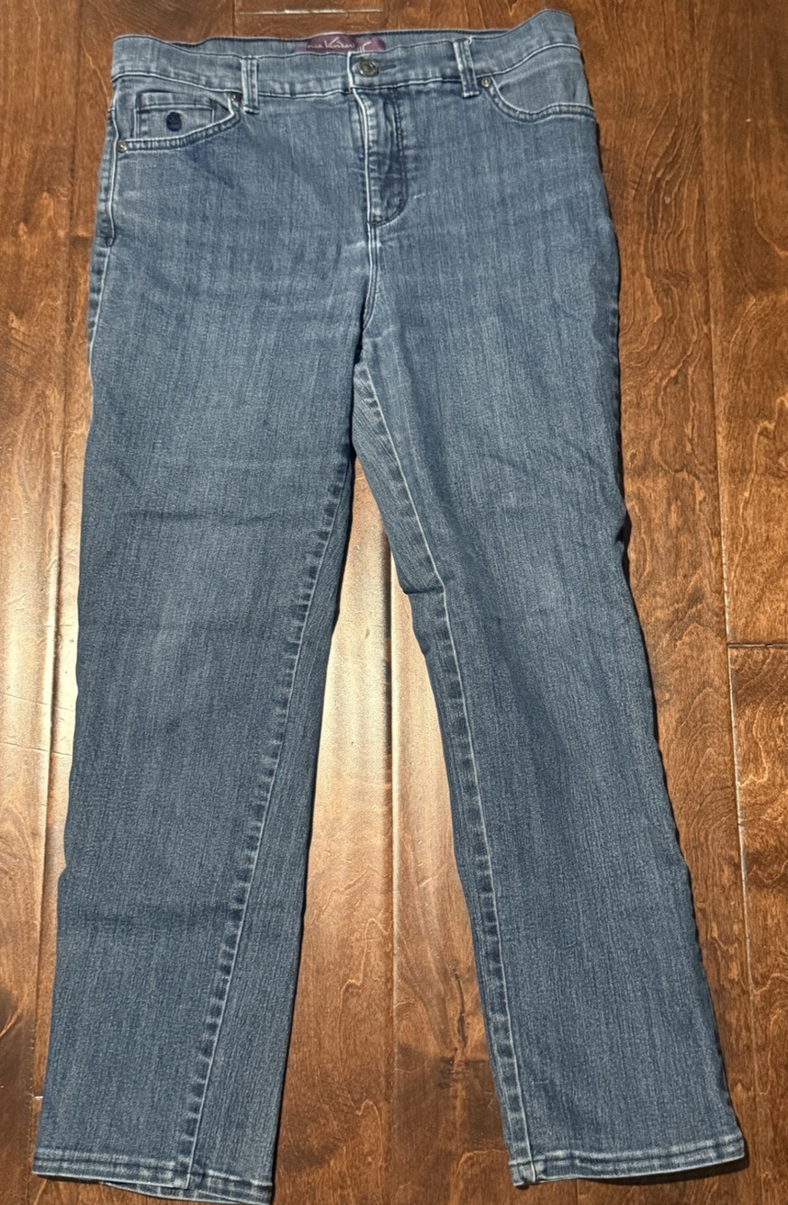 Gloria Vanderbilt Amanda Womens Petite Straight Leg Jeans Blue Stretch Size 8P